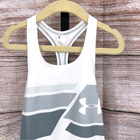 Under Armour White and Grey Racerback Tank Top Size Youth XS - Picture 8 of 9